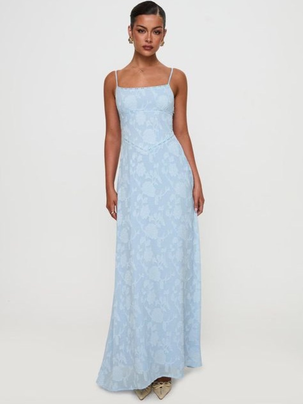 Princess Polly South of France Maxi Dress in Blue. Size: 10. Blue floral dress - Picture 2 of 6